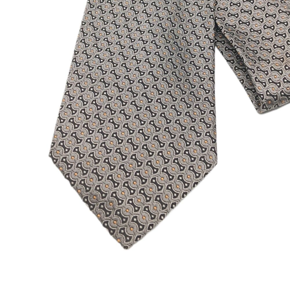 Today’s Man Silk Tie Mens 60” Taupe Black Geometric Designer Italy Wide New
